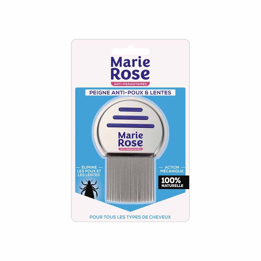 Marie Rose Peigne Anti-Poux et Lentes Dents Striés Tous Types de Cheveux
