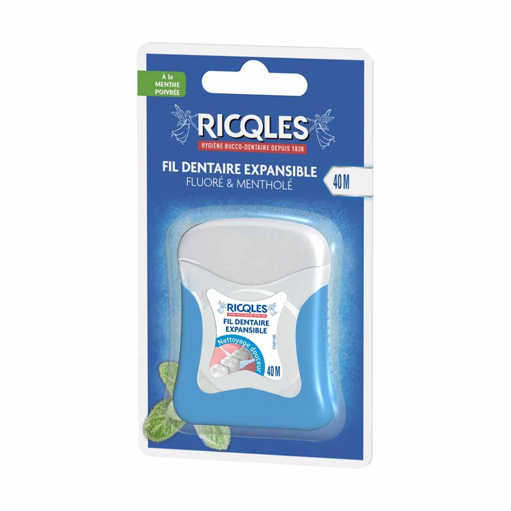 Ricqles Fil Dentaire Expansible 40m Goût Mentholé