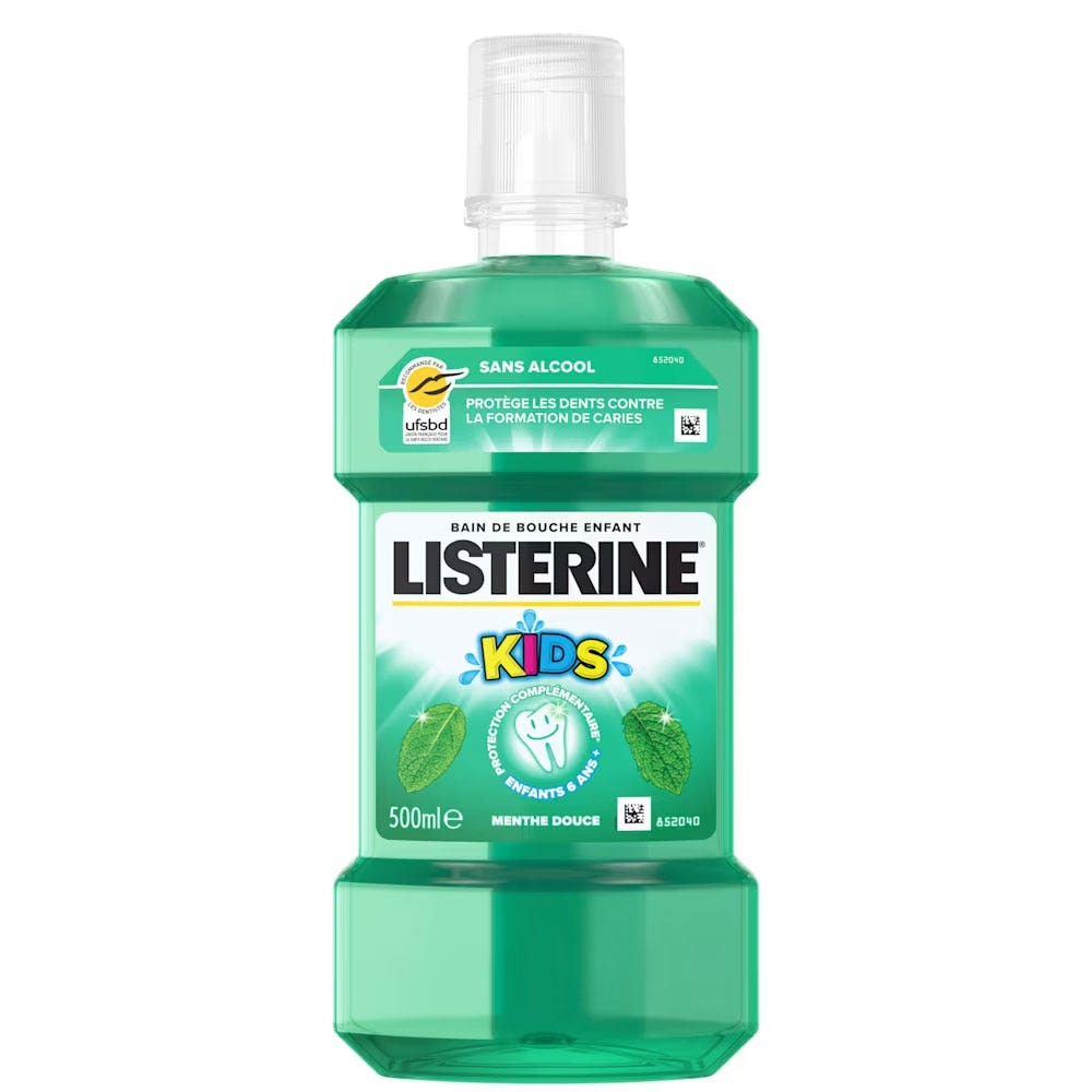 Listerine Bain de Bouche Enfant KIDS Menthe Douce Sans Alcool 500ml