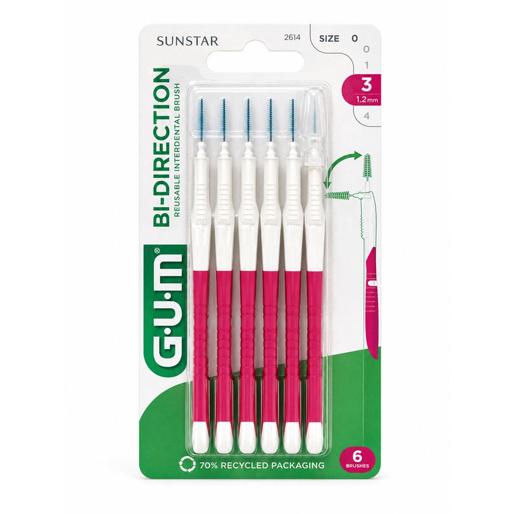 Gum Proxabrush Brossettes Interdentaires 1.2mm Bi-direction x6