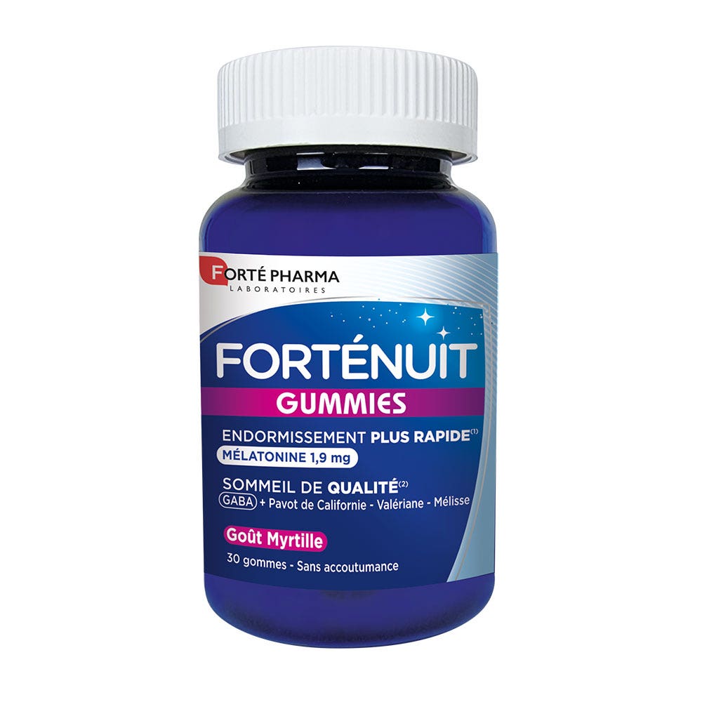 Forté Pharma Forté Nuit Sommeil 8H Mélatonine et Plantes 30 gommes à mâcher