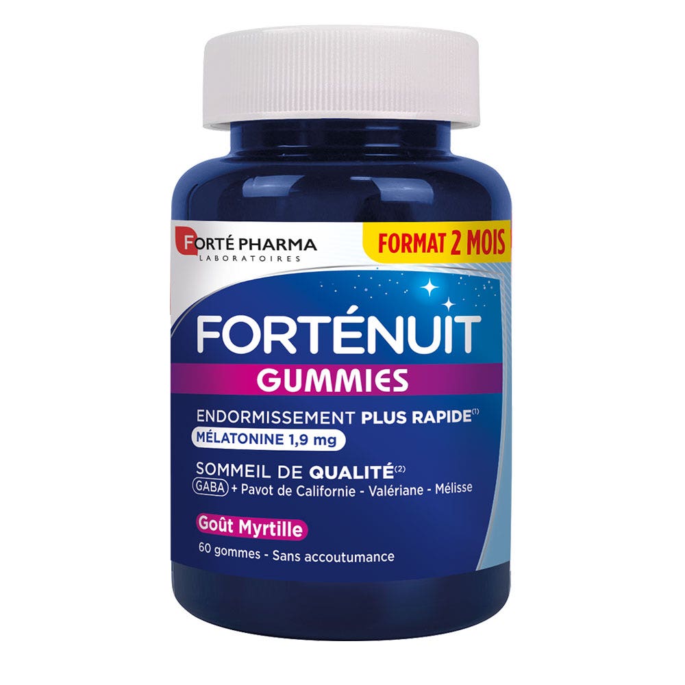 Forté Pharma Forté Nuit Gummies Sommeil Mélatonine et Plantes 60 gommes à mâcher