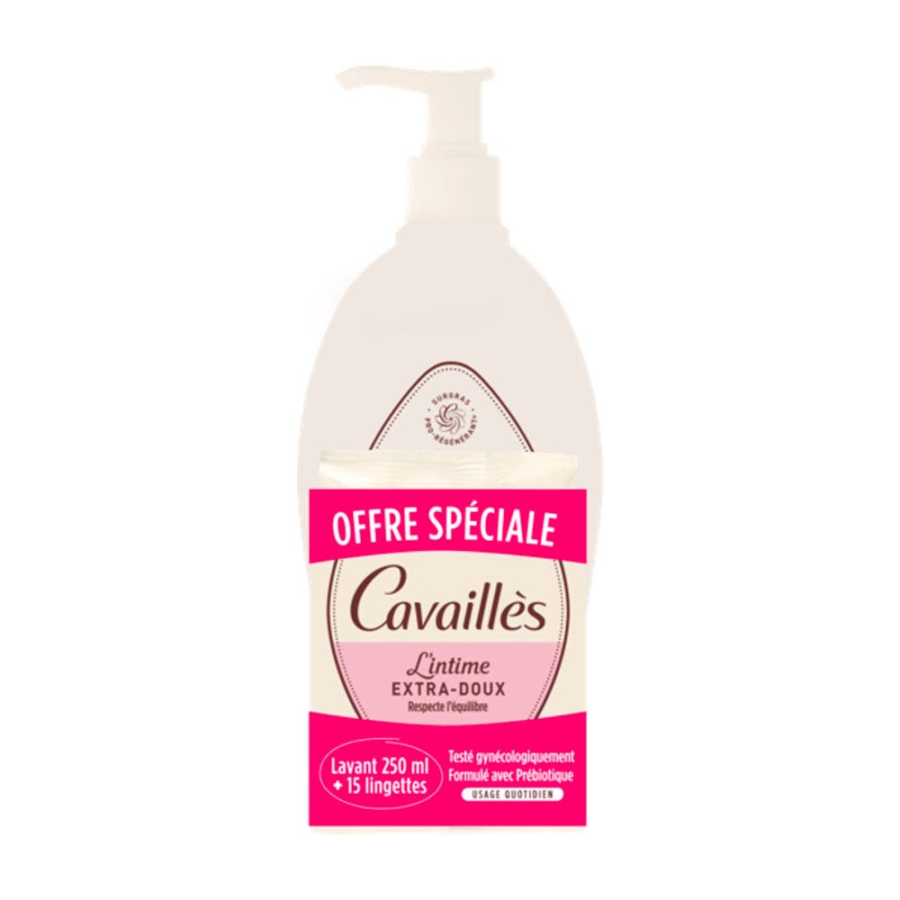 Cavaillès Intime Lot Soin Lavant Extra Doux 250ml et Lingettes