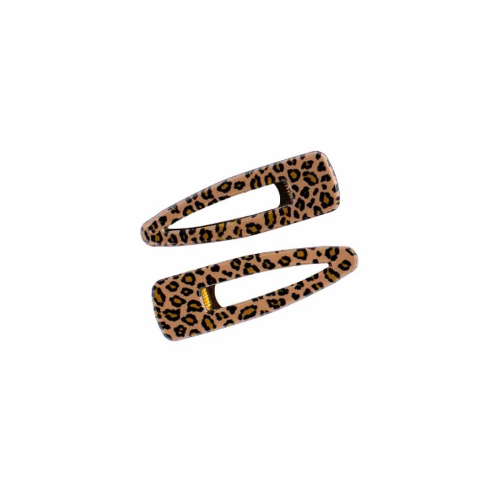 Cartel Barrettes Leopard Marron 6cm x2