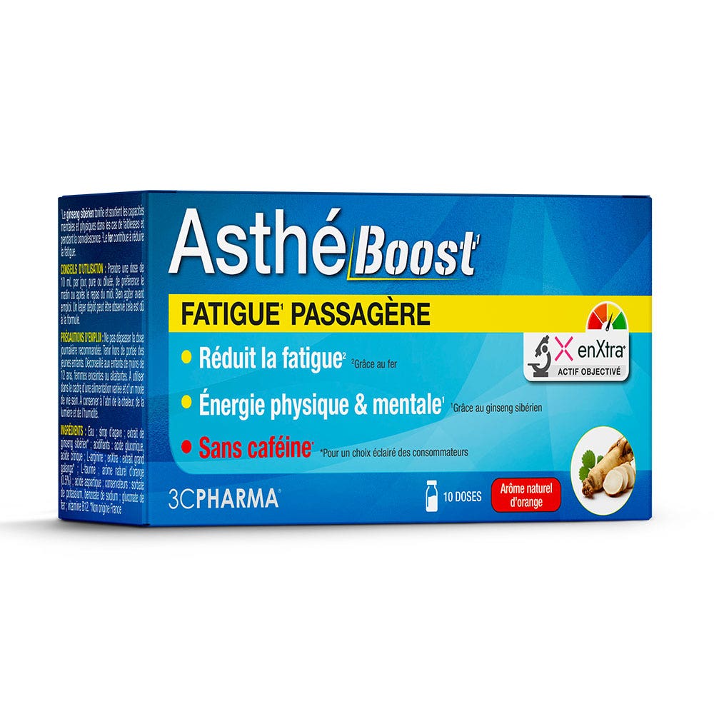 3C Pharma Asthé Boost Fatigue Passagère Arôme naturel d'orange 10 monodoses de 10ml