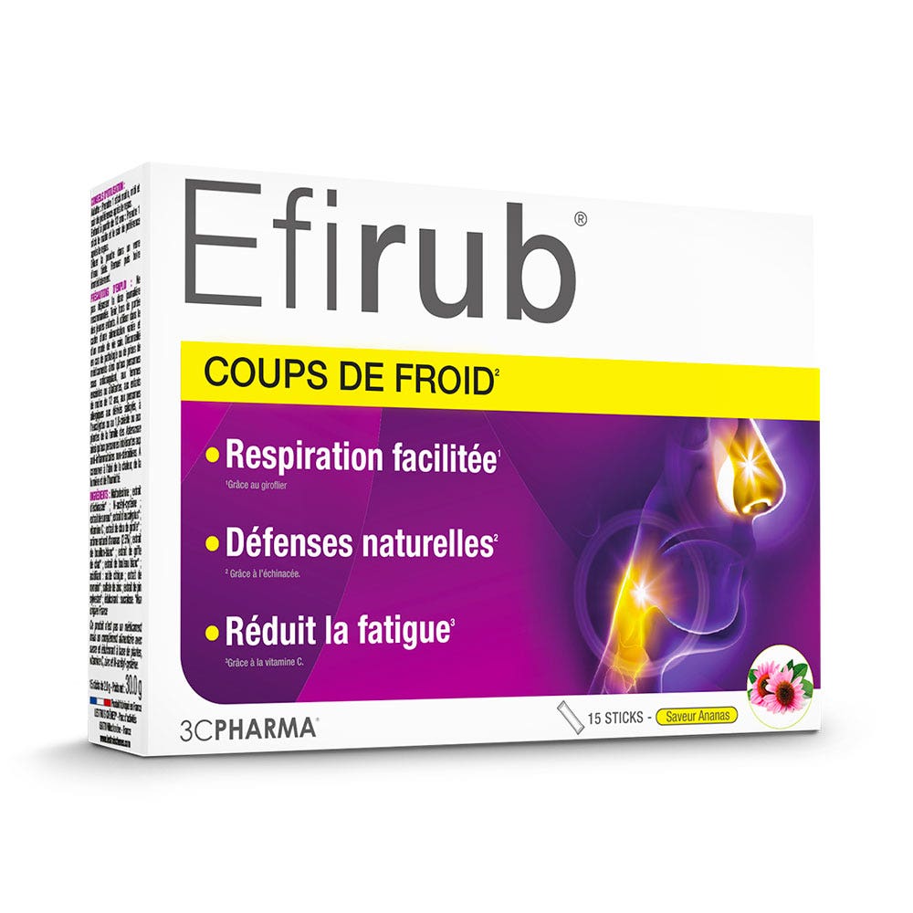 3C Pharma Efirub Coups de Froid 15 sticks