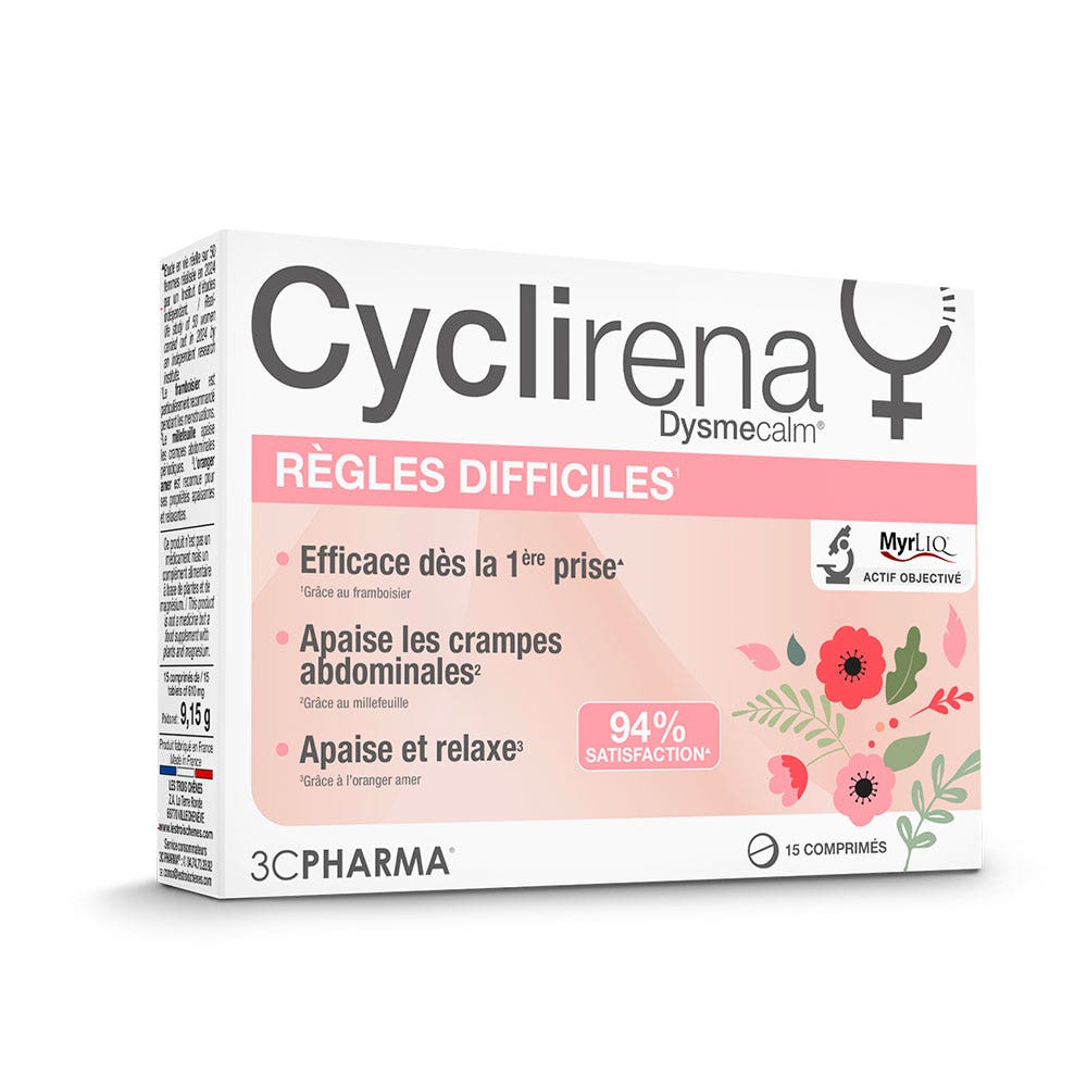 3C Pharma Cyclirena Règles Difficiles 15 comprimés