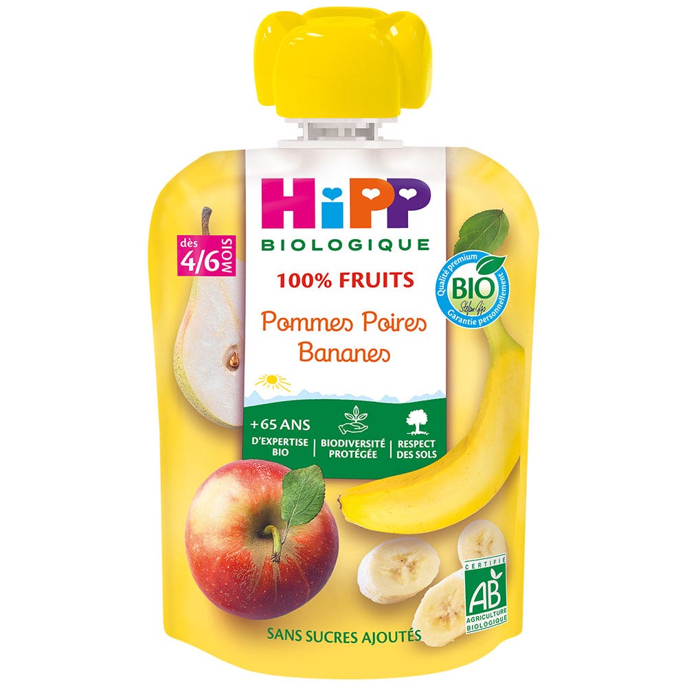 Hipp Gourdes 100% Fruits 4 A 6 Mois 90g