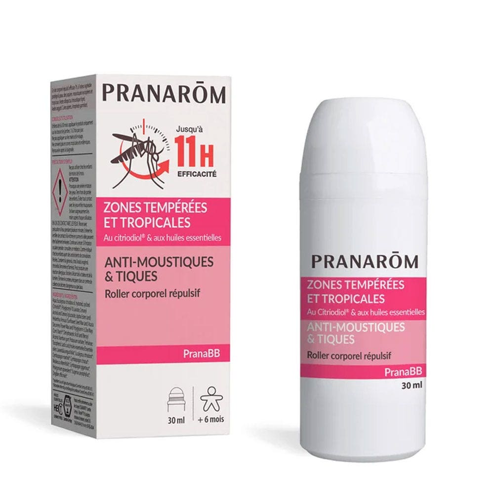 Pranarôm Pranabb Roller Corporel Répulsif Anti Moustiques et Tiques 30ml