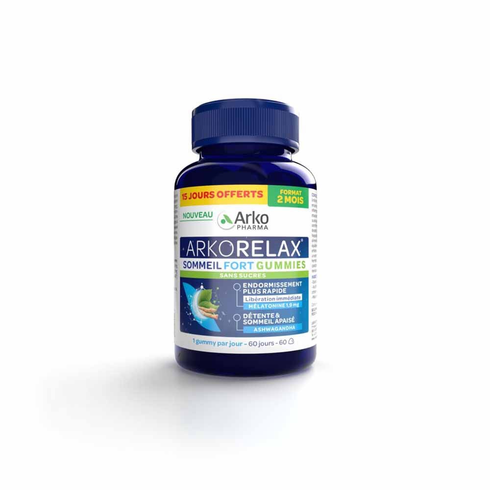 Arkopharma Arkorelax Sommeil Fort Ashwagandha Mélatonine 1.9mg 60 Gummies sans sucre