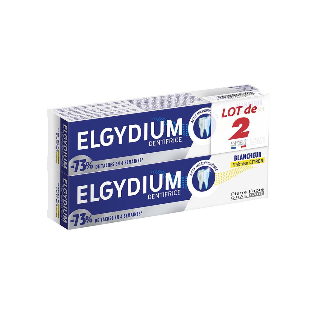 Elgydium Blancheur Dentifrice Citron 2x75ml