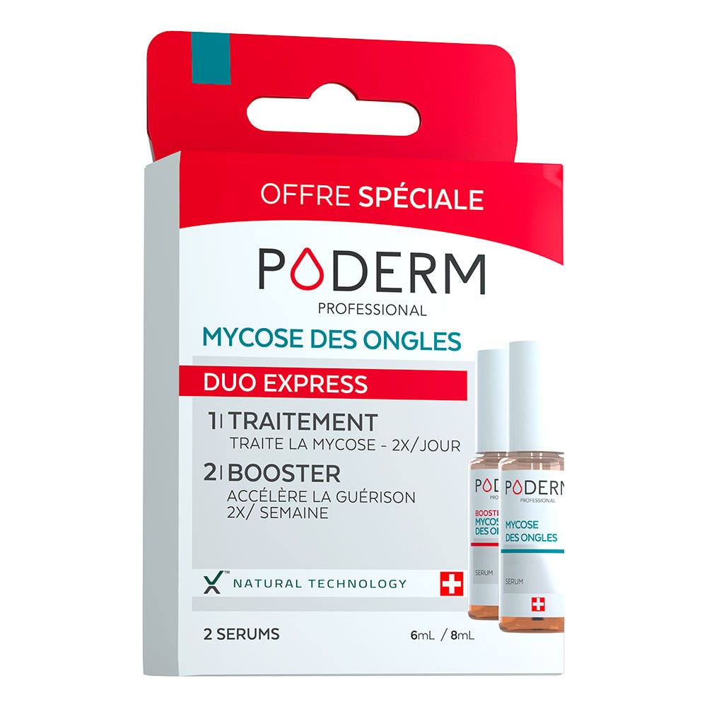 Poderm Mycose des Ongles Duo Express Traitement 8ml + Booster 6ml