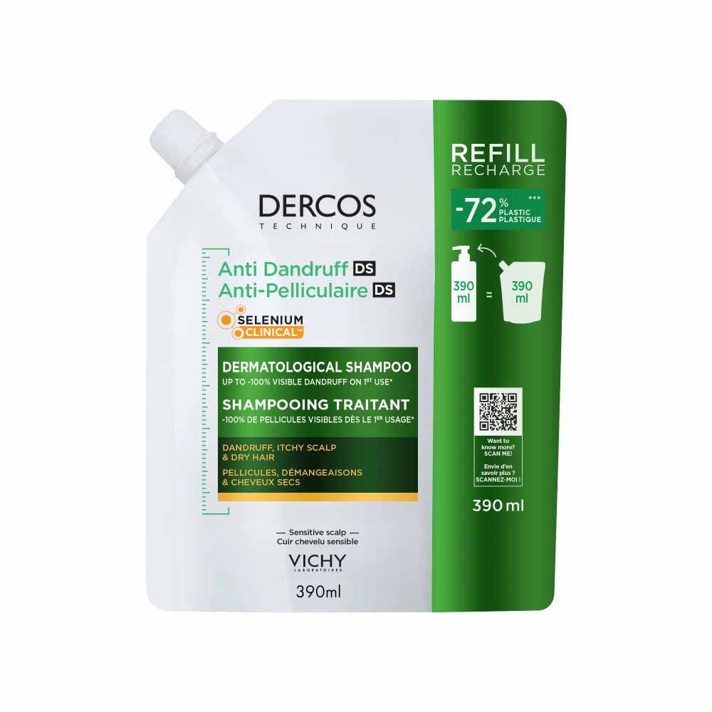 Vichy Dercos Eco-Recharge Shampooing Anti-Pelliculaire Traitant Pellicules et Démangeaisons Cheveux Secs 390ml