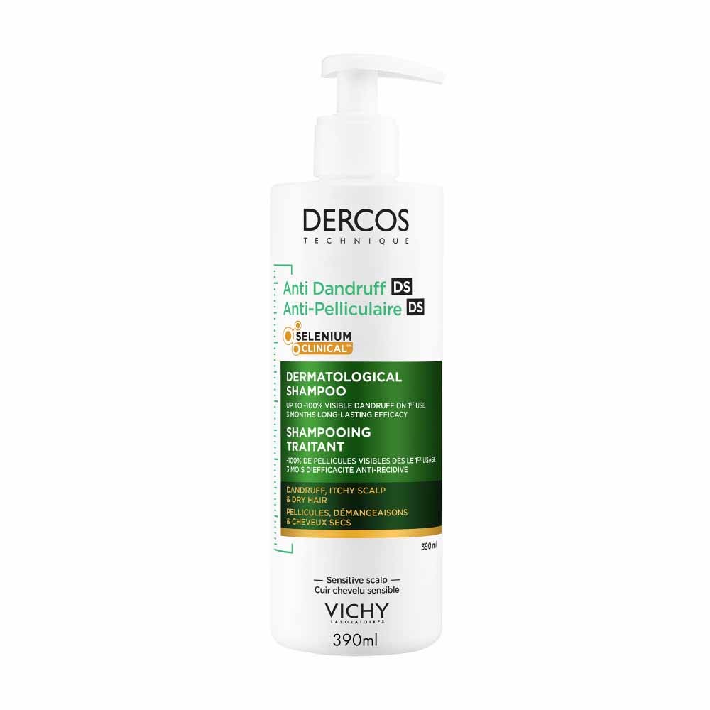 Vichy Dercos Shampooing Anti-Pelliculaire Traitant Pellicules et Démangeaisons Cheveux Secs 390ml