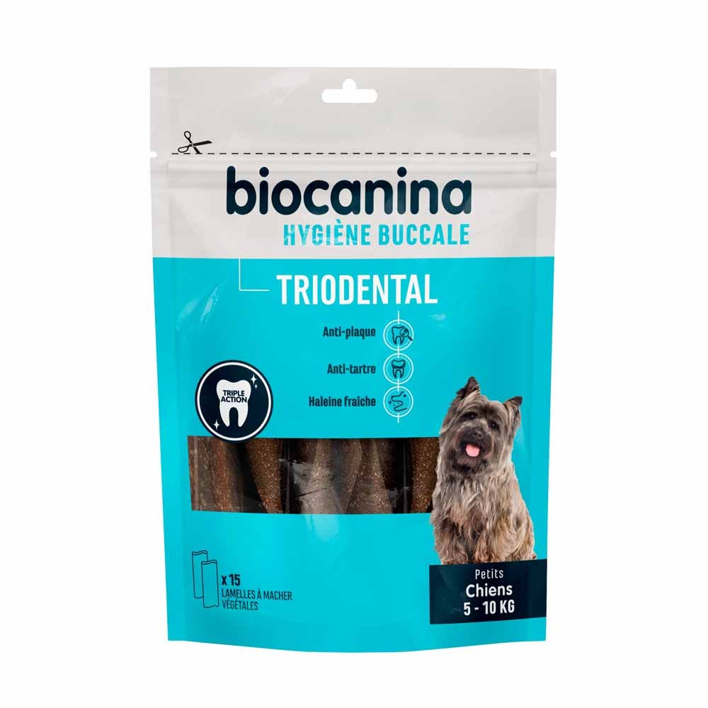 Lamelles à mâcher x15 Triodental Petits Chiens 5-10kg Biocanina