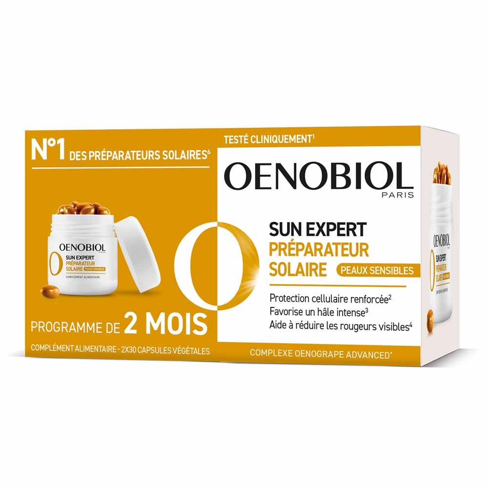 Intensif 2x30 Capsules Solaire Preparateur Peau Sensible Oenobiol