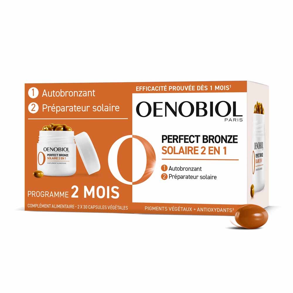 Oenobiol Perfect Bronze Solaire 2 en 1 Autobronzant et Préparateur Solaire 60 capsules végétales