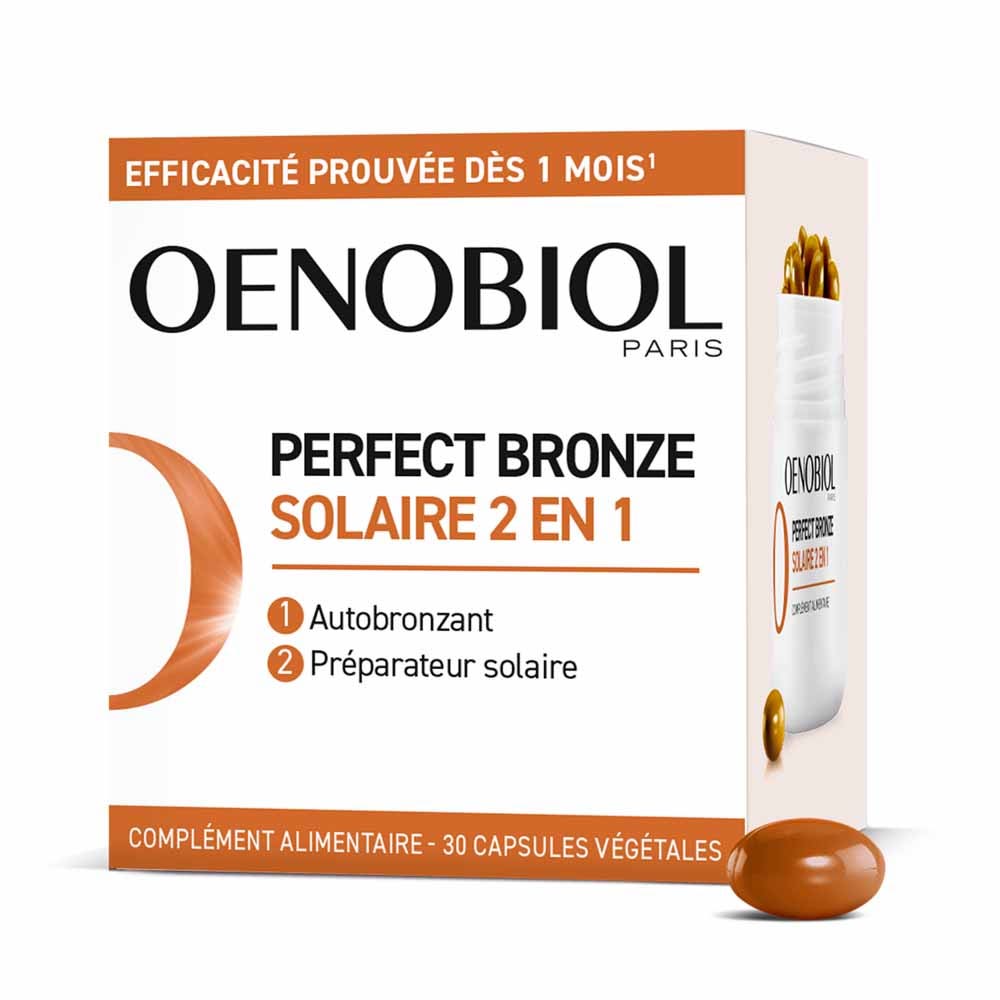 Oenobiol Perfect Bronze Solaire 2 en 1 Autobronzant et Préparateur Solaire 30 capsules végétales