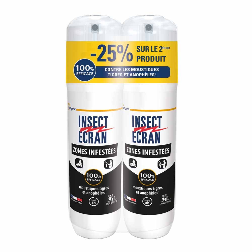Insect Ecran Peau Anti-Moustiques Zones Infestées Dès 24 Mois Jusqu'à 8h 2x100ml