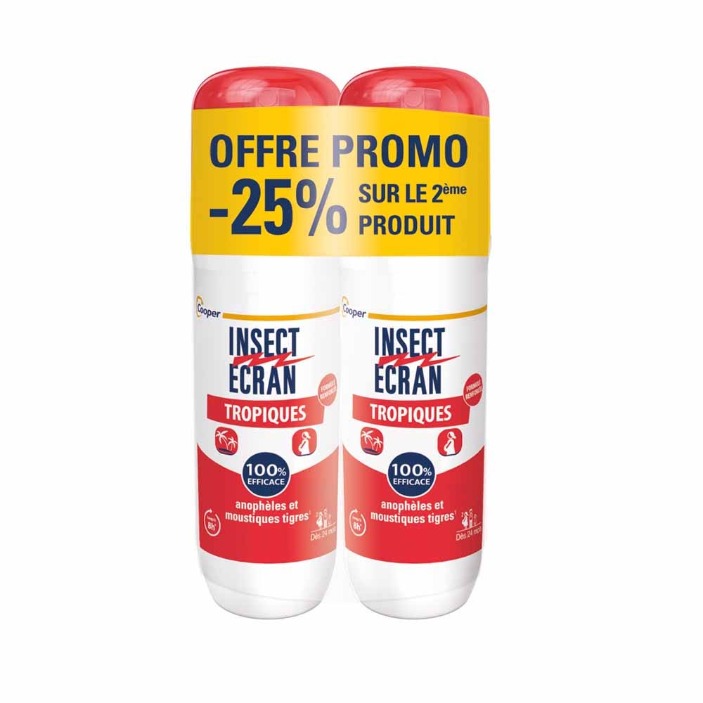 Insect Ecran Peau Spray répulsif Anti-moustiques Tropiques 8h 2x75ml