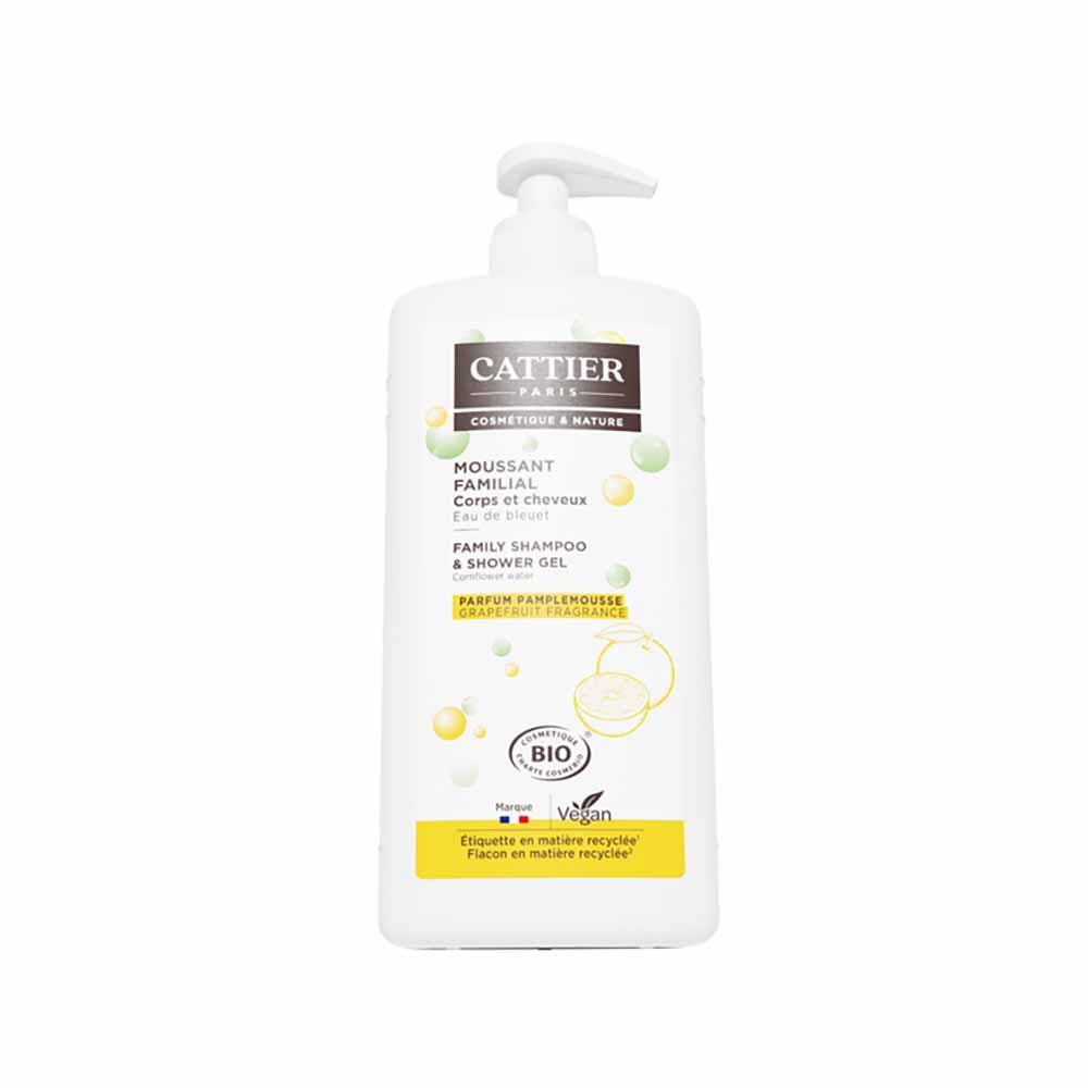 Cattier Moussant Familial Corps Et Cheveux Bio parfum pamplemousse 1l
