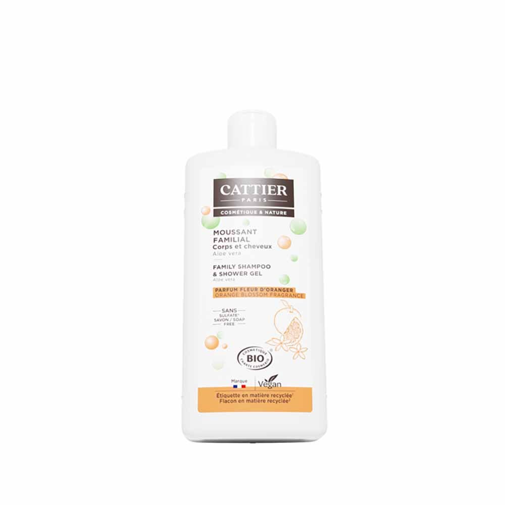 Cattier Moussant Familial Parfum Fleur D'oranger Corps Et Cheveux Bio 500ml