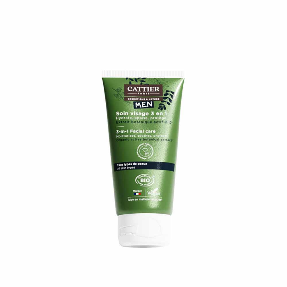 Cattier Homme Soin Visage 3 en 1 Bio Tous types de peaux 50ml