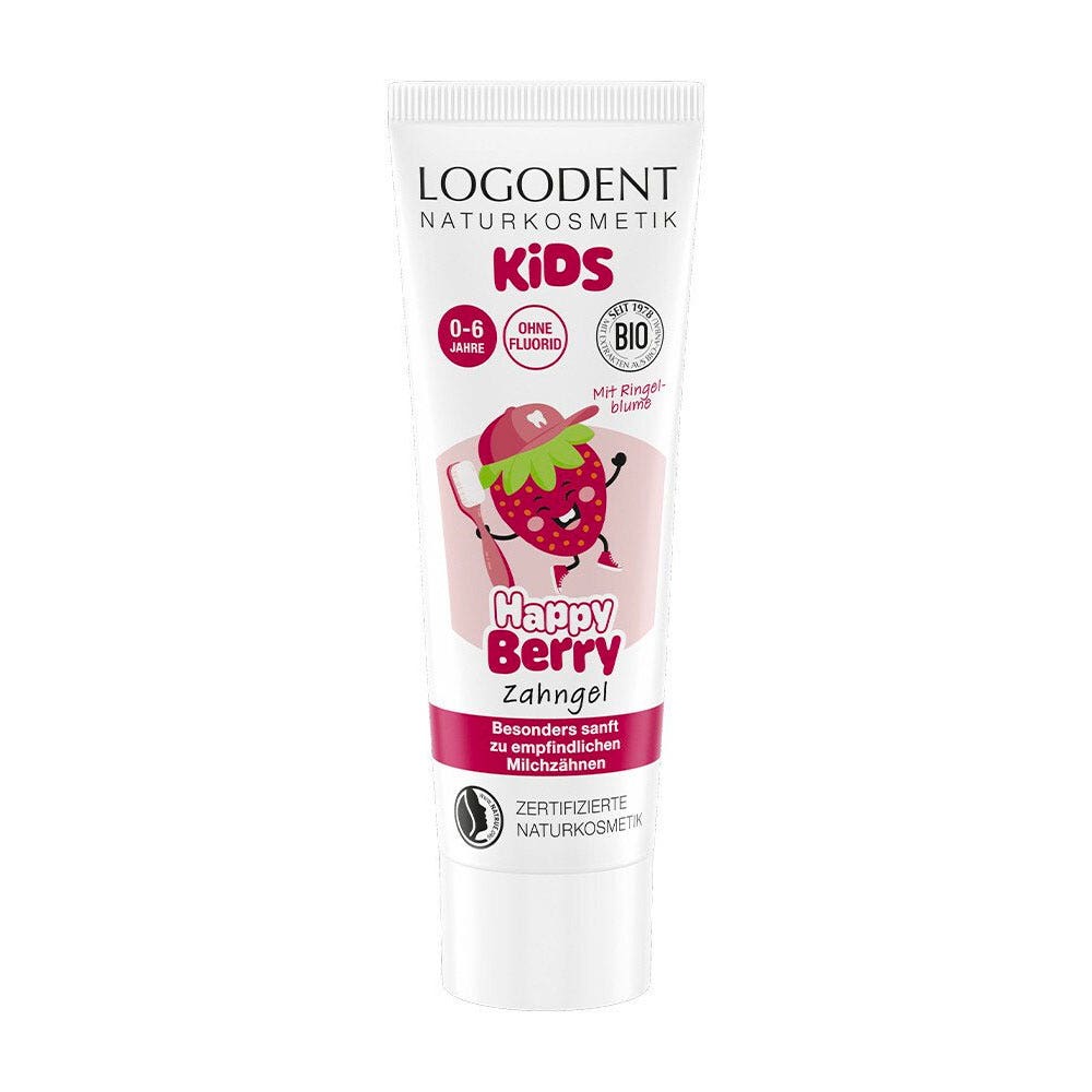 Logona Dentifrice gel Happy Kids fraise bio sans fluor 75ml