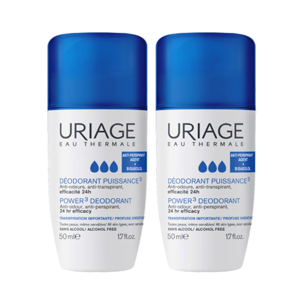 Uriage Hygiène Deodorant Puissance 3 Roll On Peaux Sensibles 2x50ml