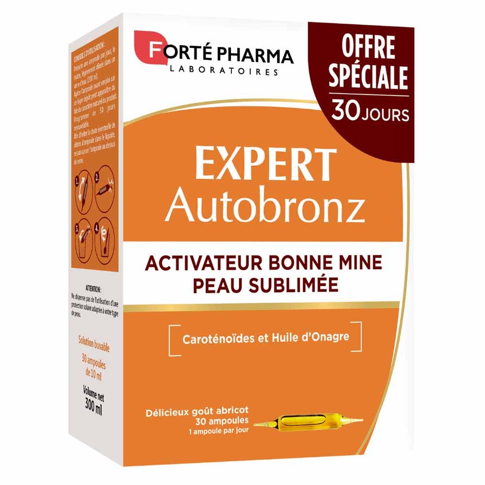 Forté Pharma Expert AutoBronz Autobronzant Effet bonne mine 30 ampoules
