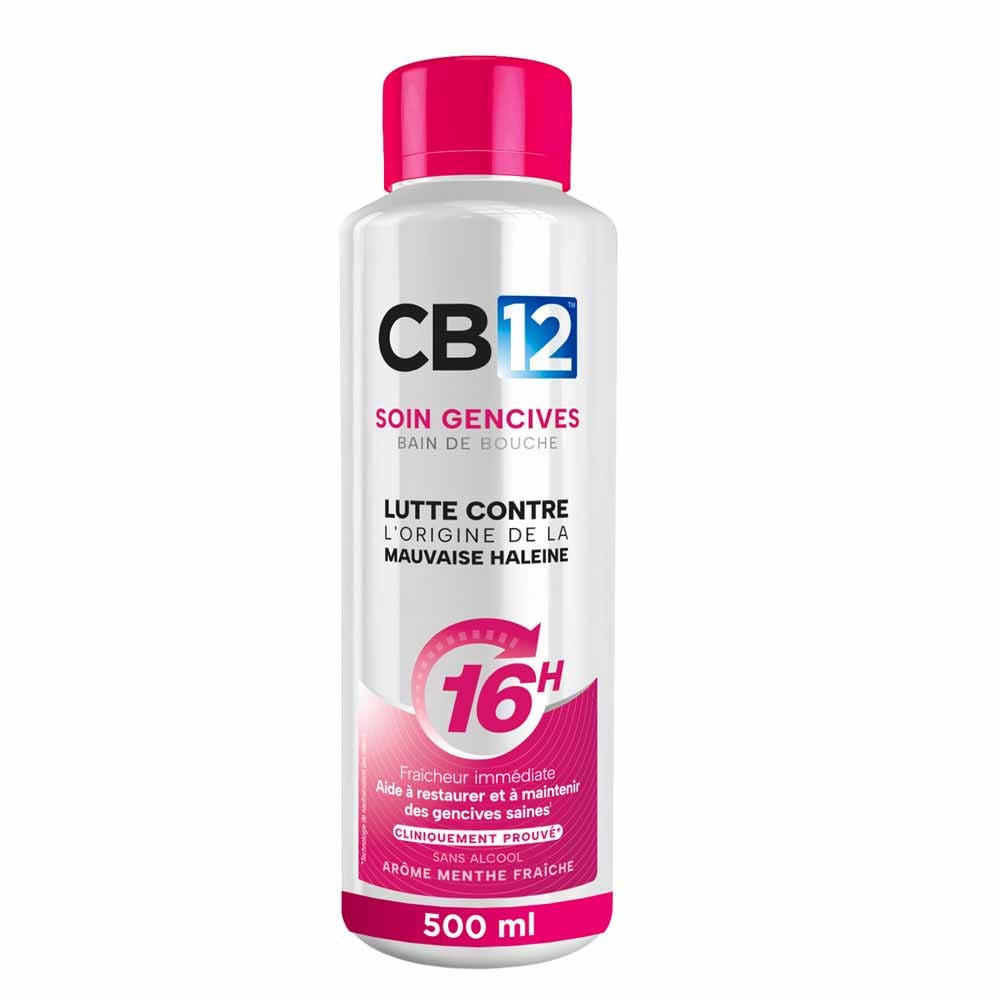 Cb12 Bain De Bouche Gencives Sensibles Menthe Fraîche 12h 500ml