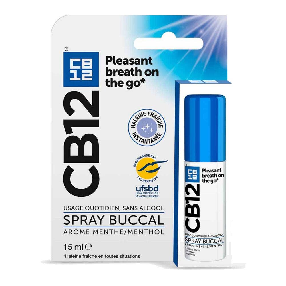 Cb12 Spray Haleine Fraîche Sans Alcool Arôme Menthe 15ml
