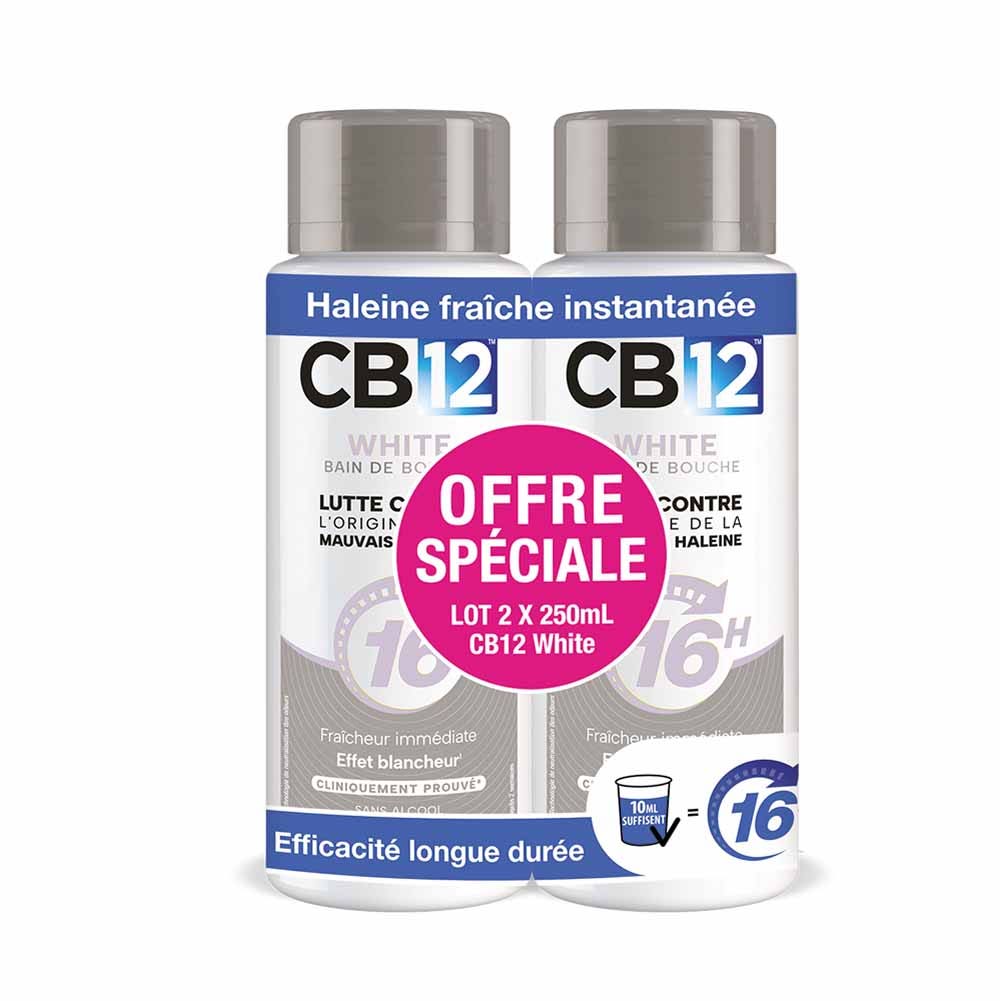 Cb12 Bain De Bouche Sans Alcool Arôme Léger Menthe Poivrée 2x250ml