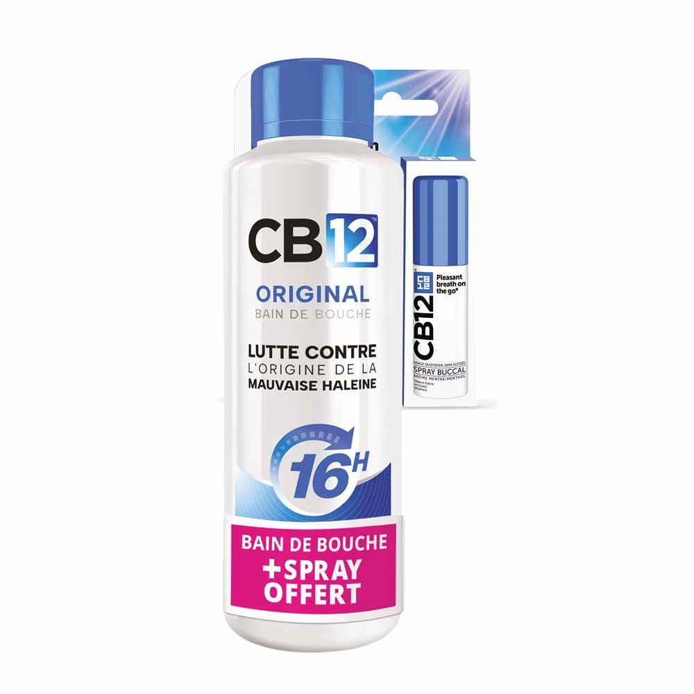 Cb12 Bain De Bouche Original 500ml + Spray Offert 15ml Arôme Menthe
