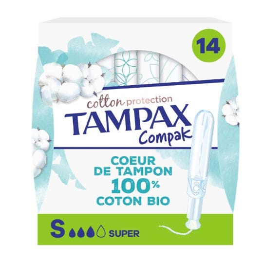 Tampax Tampons Compak Cotton Protection Super Coton bio x14