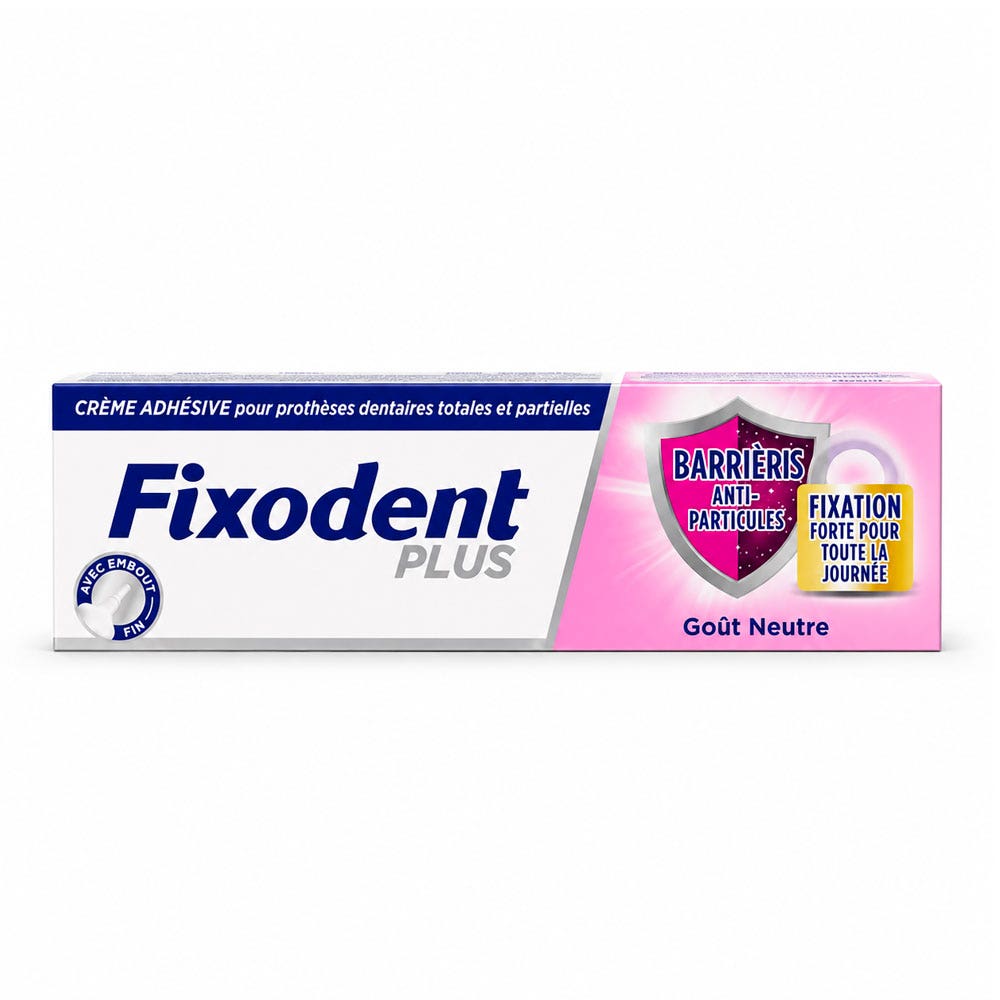 Fixodent Pro plus Crème Adhésive pour prothèses Totales & Partielles Barrière Anti-Particules 35g