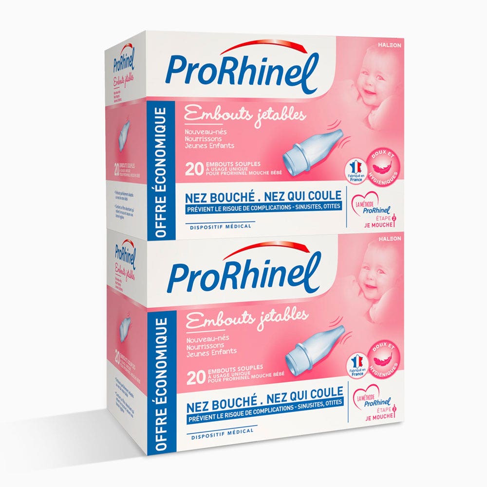 Prorhinel Embouts Nasaux Souples jetables Doux et hygiéniques 2x20