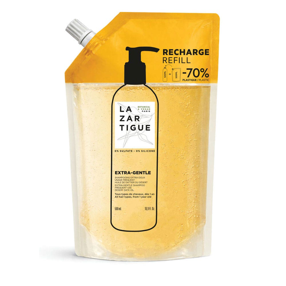 Lazartigue Extra Gentle Recharge Shampoing Extra Doux Usage Fréquent Tous Types De Cheveux 500ml