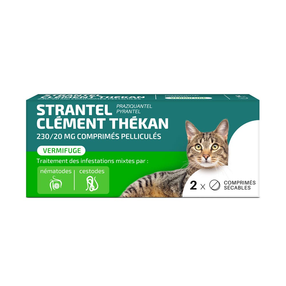 Clement-Thekan Strantel Vermifuge pour chats x2 comprimés