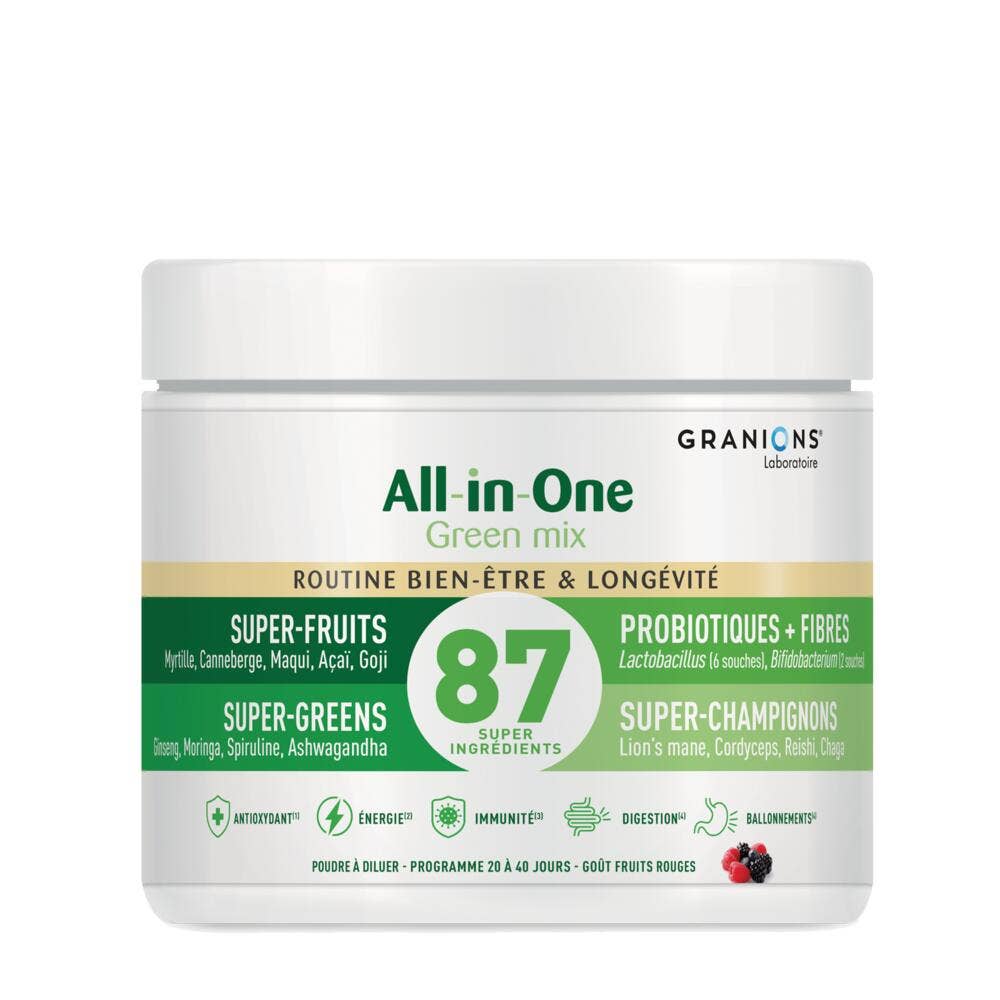 Granions All-in-One Bien être et Longévité Framboise et Kiwi 146g