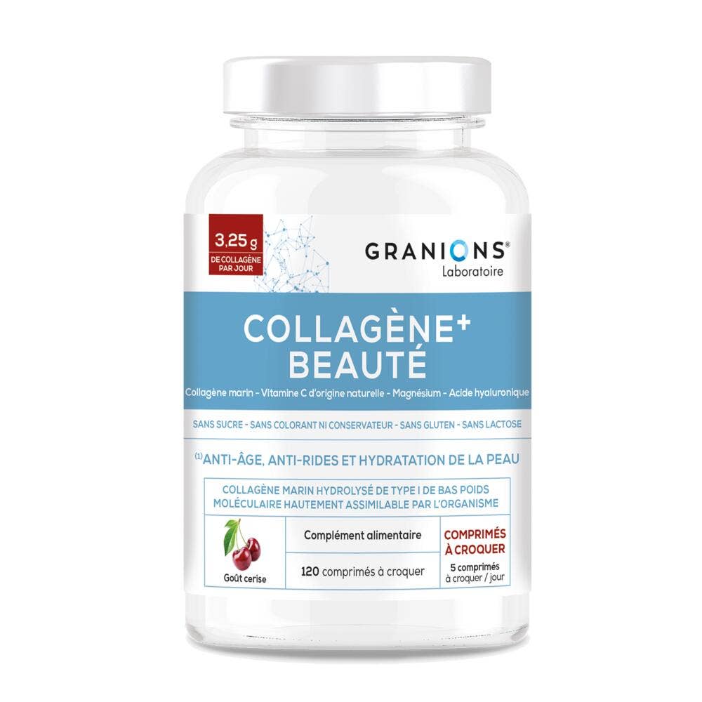 Granions Collagène+ beauté Cerise 120 comprimés à croquer