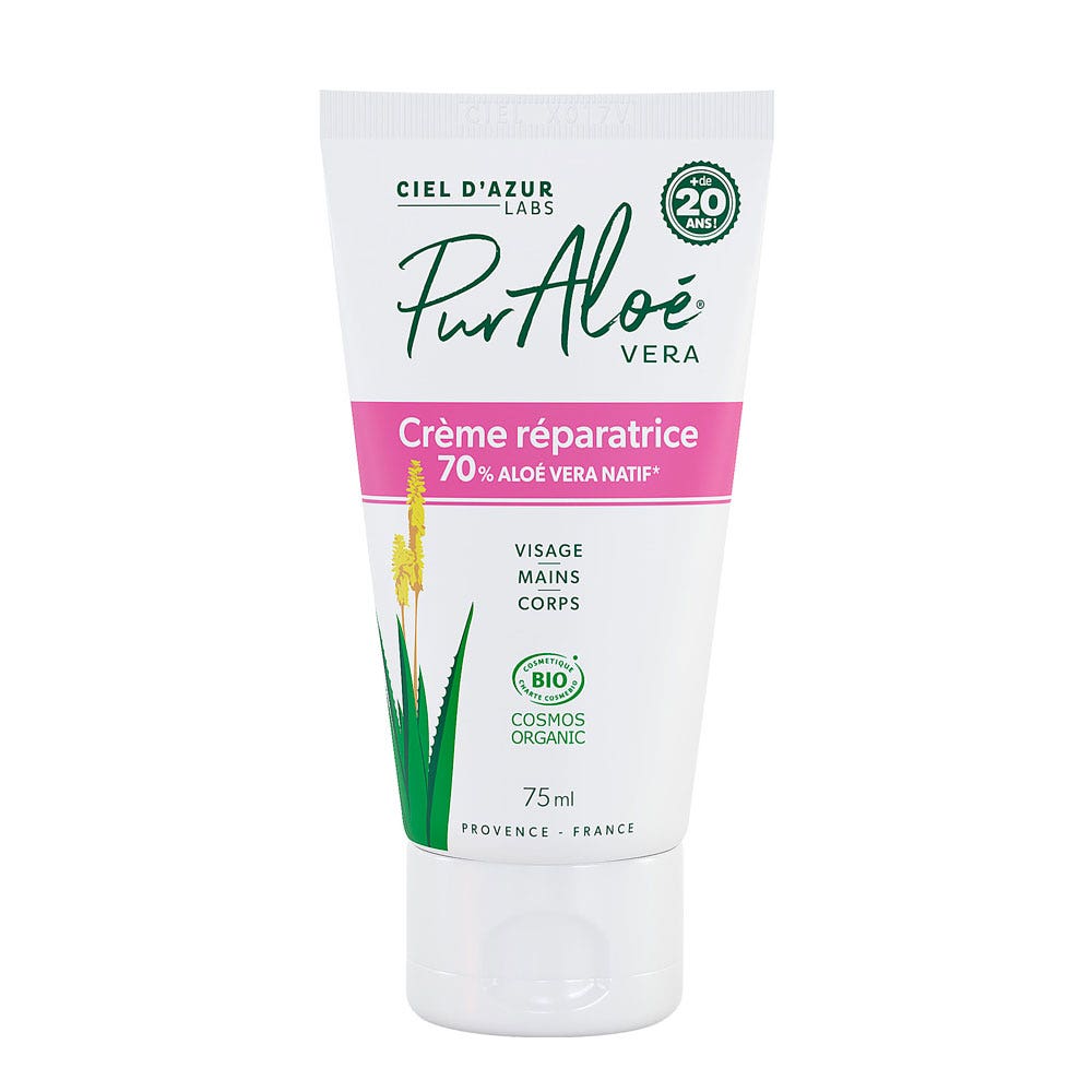 Pur Aloé Crème Réparatrice Aloé Vera Visage Mains Et Corps Bio 75ml