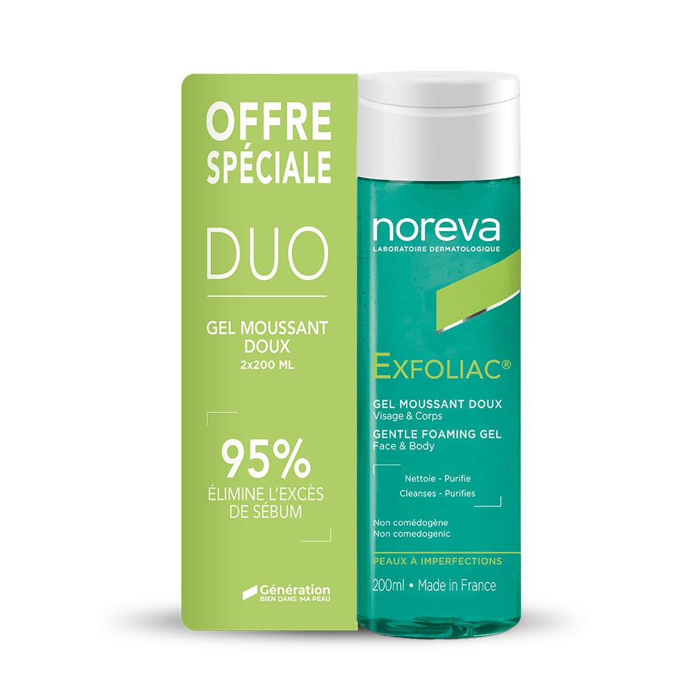 Noreva Exfoliac Gel moussant doux 2x200ml