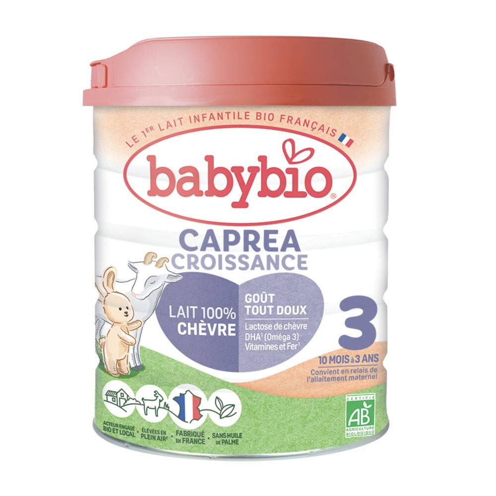 Babybio Laits Infantiles Caprea 3 Croissance en Poudre Lait De Chêvre Bio De 10 Mois A 3 Ans 800g