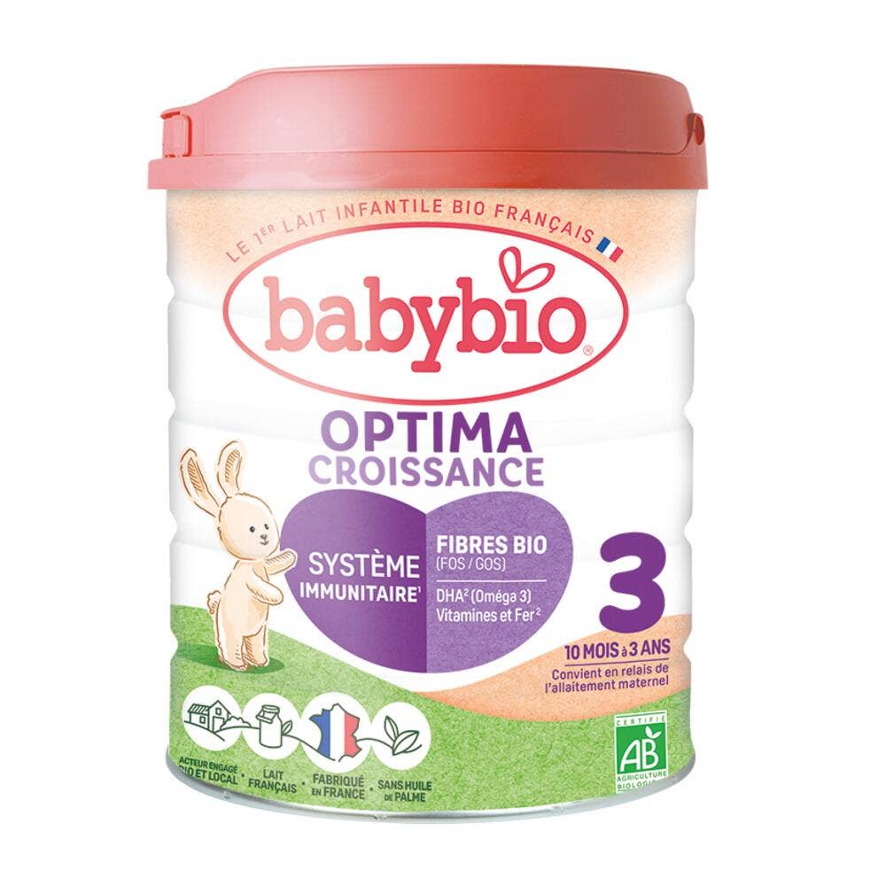 Babybio Laits Infantiles Optima 3 Croissance en Poudre De 10 Mois A 3 Ans 800g