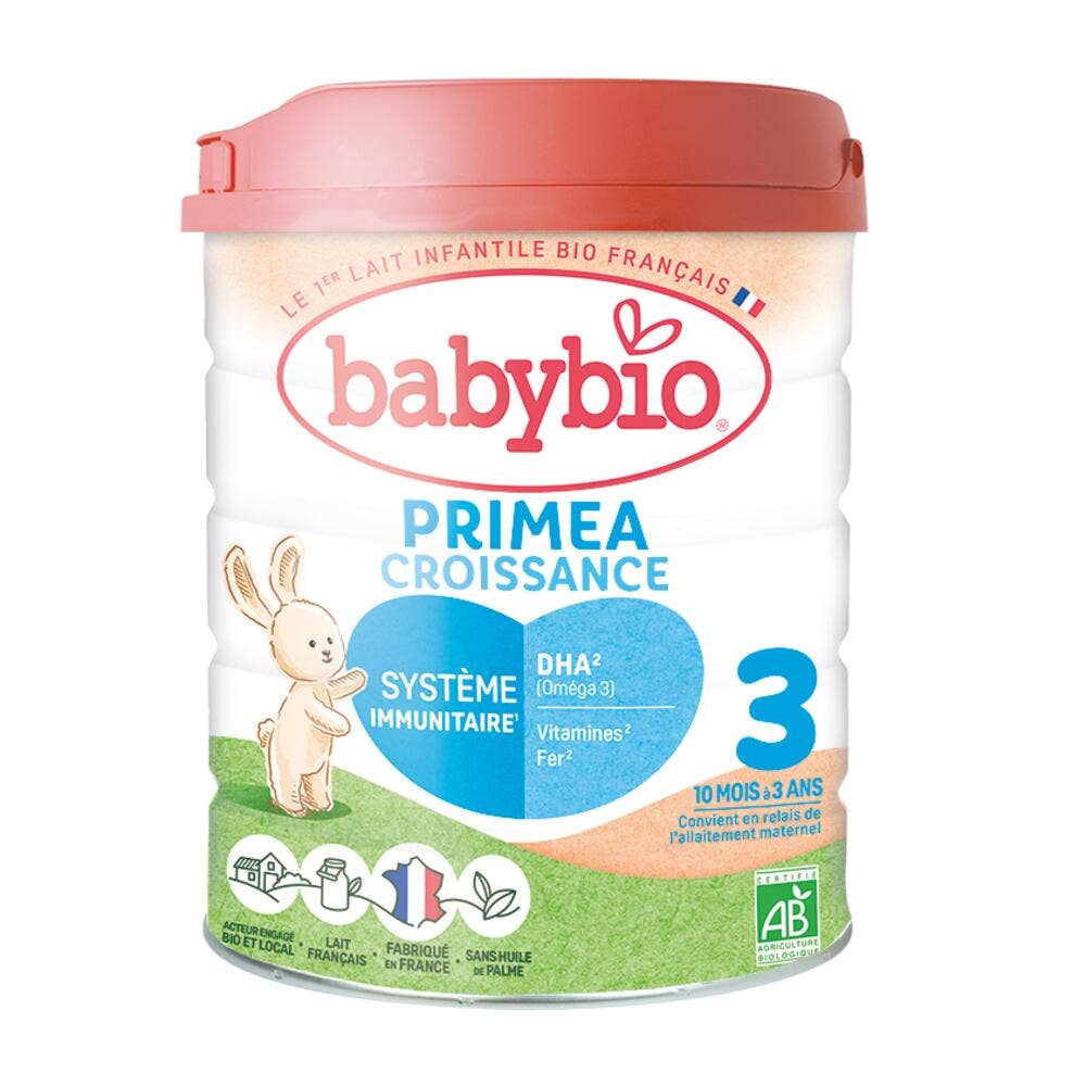 Babybio Laits Infantiles Primea 3 en Poudre Croissance Bio De 10 Mois A 3 Ans 800g