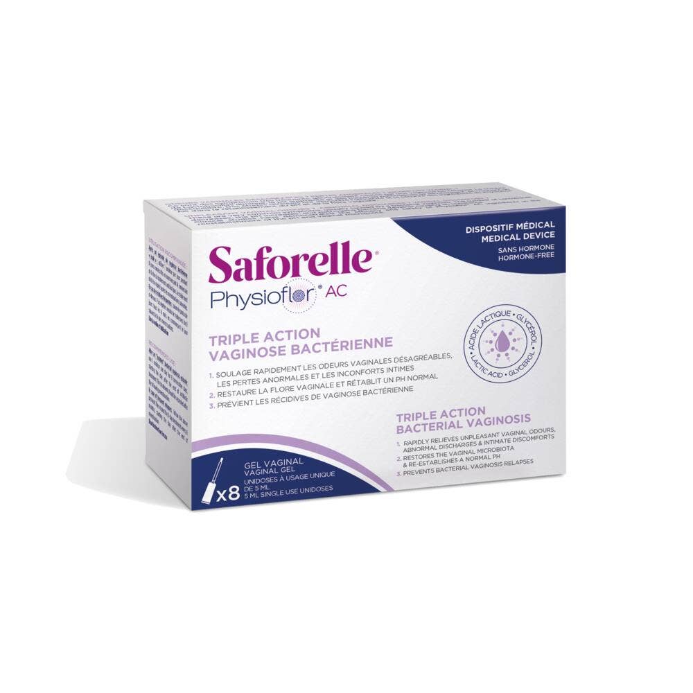Saforelle Physioflor Ac 8 Unidoses Gel Vaginal Vaginose Bactérienne 40ml