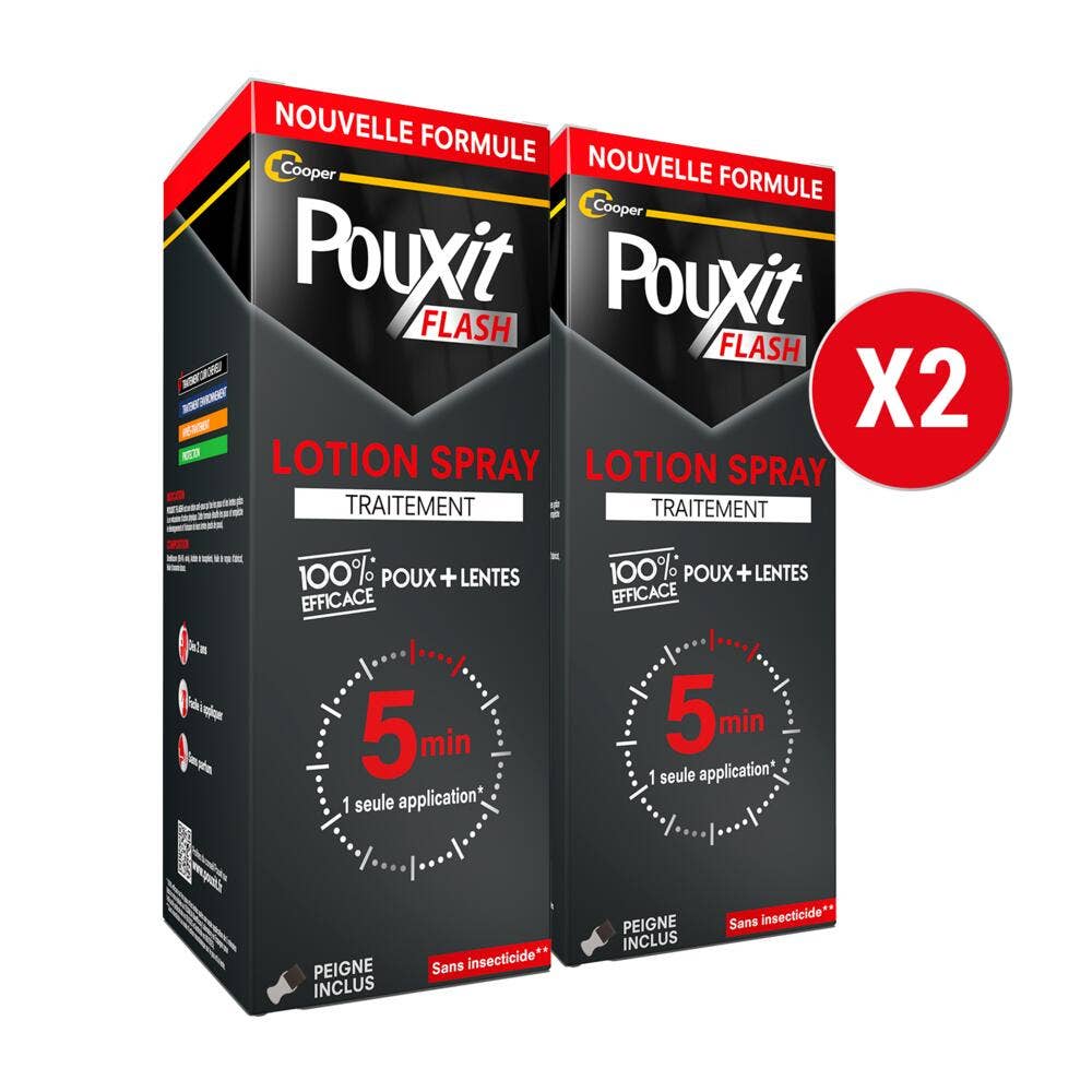 Pouxit Flash Traitement Anti-Poux et Lentes 2x150ml