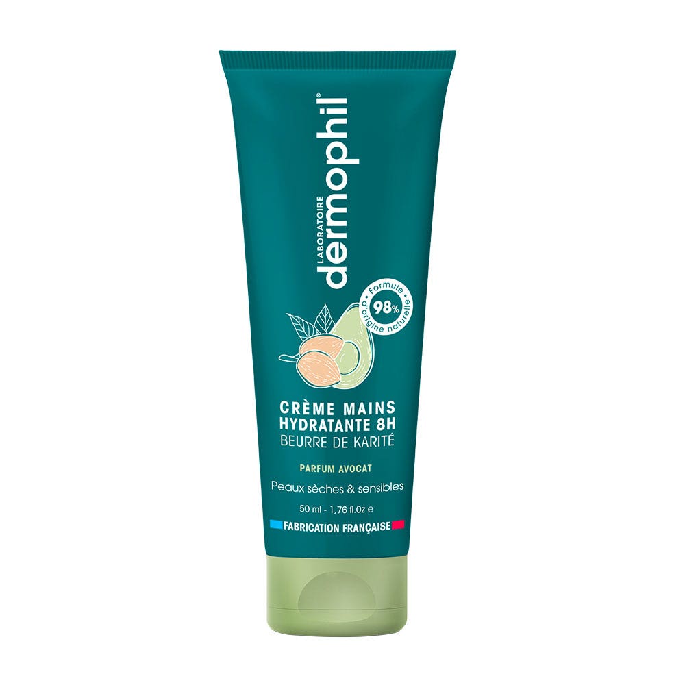 Dermophil Indien Crème Mains Hydratante Beurre de Karité Parfum Avocat 50ml