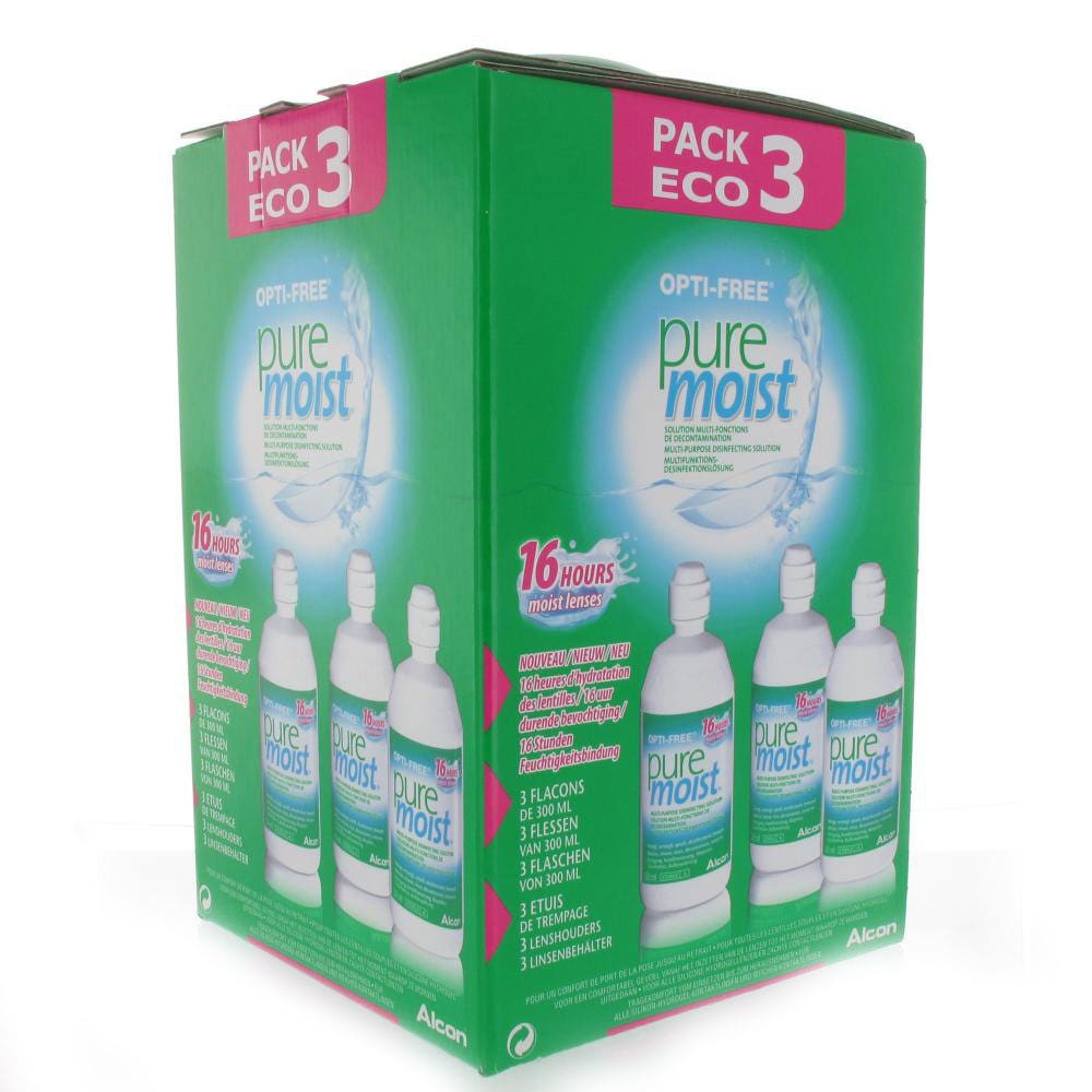 Alcon Opti-Free Pure Moist Solution Multi-fonctions De Décontamination 3x300ml